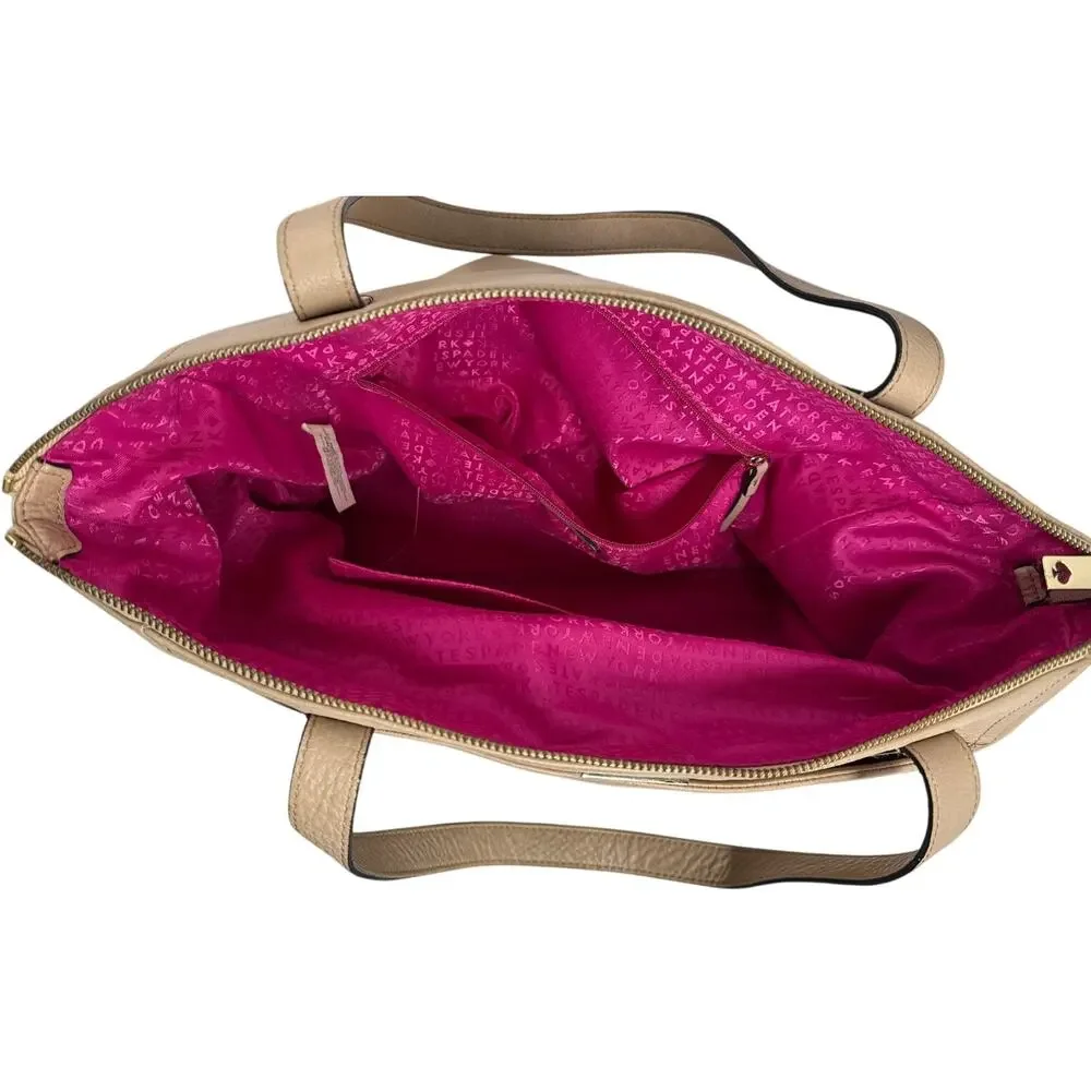 Kate Spade New York Large Leather Shoulder Bag, Light Tan or Beige